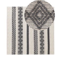 Dywan wełniany 200 x 200 cm beżowo-szary DAVUTLAR