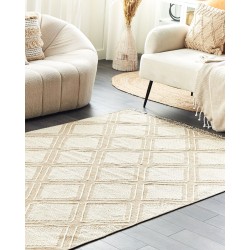 Dywan bawełniany 140 x 200 cm biało-beżowy KACEM