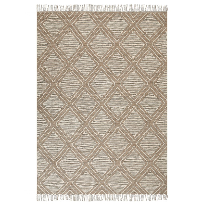 Dywan bawełniany 140 x 200 cm biało-beżowy KACEM