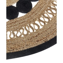 Dywan okrągły z juty ⌀ 120 cm beżowo-czarny YOZGAT