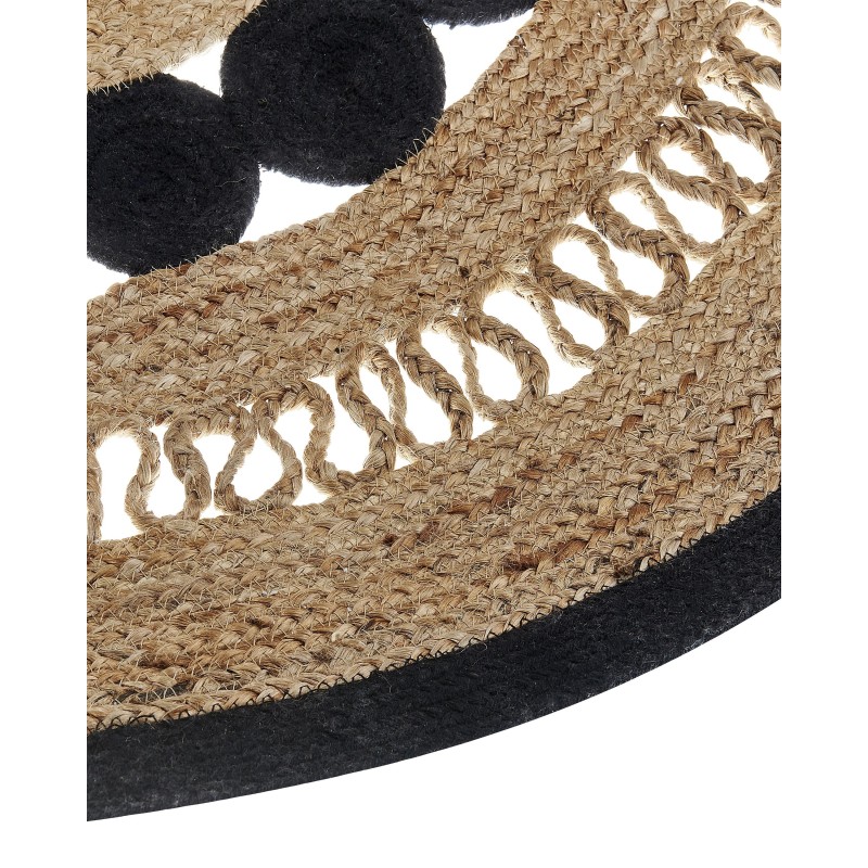 Dywan okrągły z juty ⌀ 120 cm beżowo-czarny YOZGAT