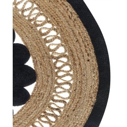 Dywan okrągły z juty ⌀ 120 cm beżowo-czarny YOZGAT