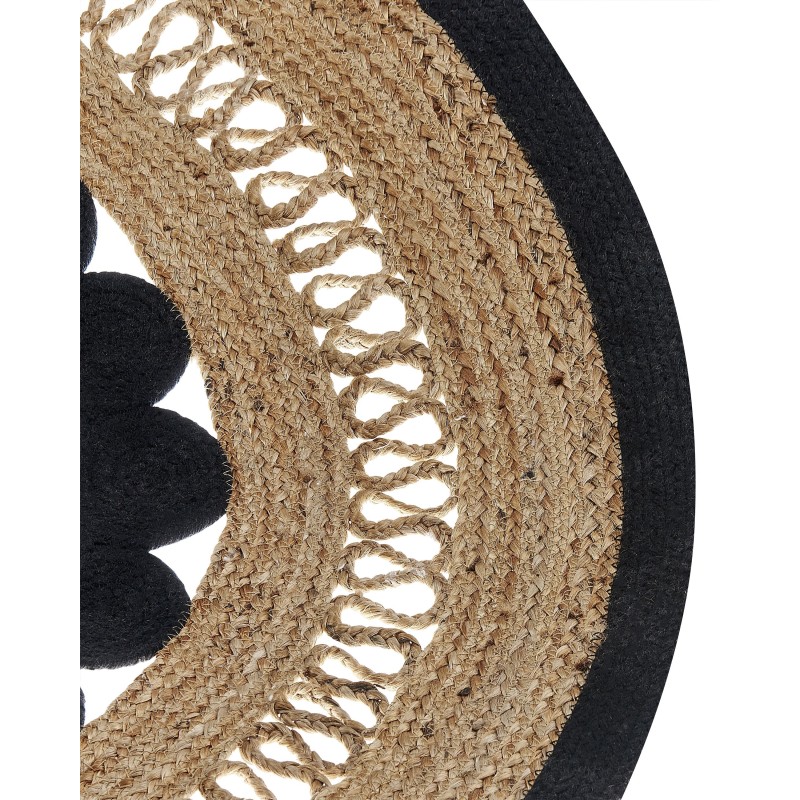 Dywan okrągły z juty ⌀ 120 cm beżowo-czarny YOZGAT