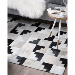Dywan patchwork skórzany 160 x 230 cm czarno-szary EFIRLI