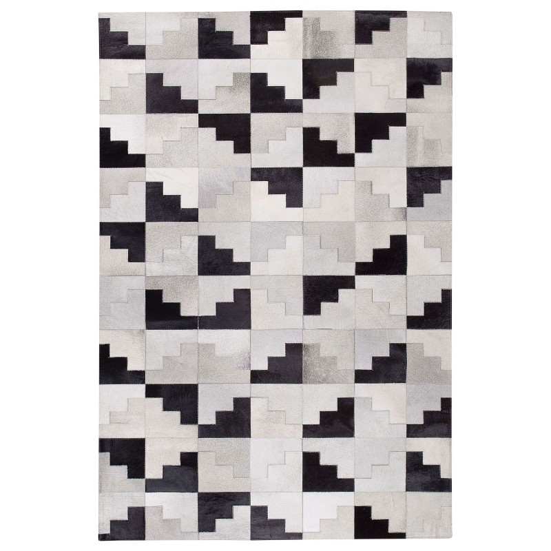 Dywan patchwork skórzany 160 x 230 cm czarno-szary EFIRLI