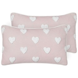 2 bawełniane poduszki dekoracyjne w serca 30 x 50 cm różowe GAZANIA