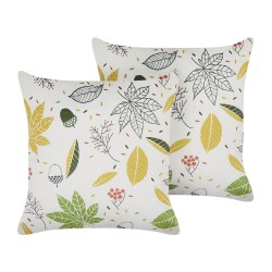 Zestaw 2 poduszek dekoracyjnych MULLEIN Welur 45 x 45 cm Kolorowy Wzór roślinny