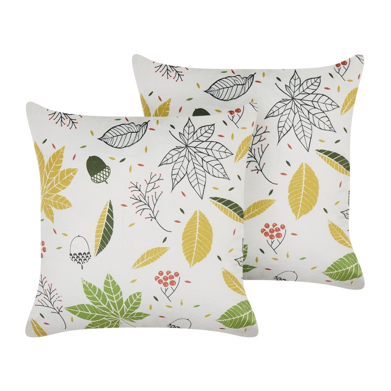 Zestaw 2 poduszek dekoracyjnych MULLEIN Welur 45 x 45 cm Kolorowy Wzór roślinny