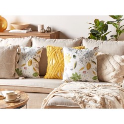 Zestaw 2 poduszek dekoracyjnych MULLEIN Welur 45 x 45 cm Kolorowy Wzór roślinny