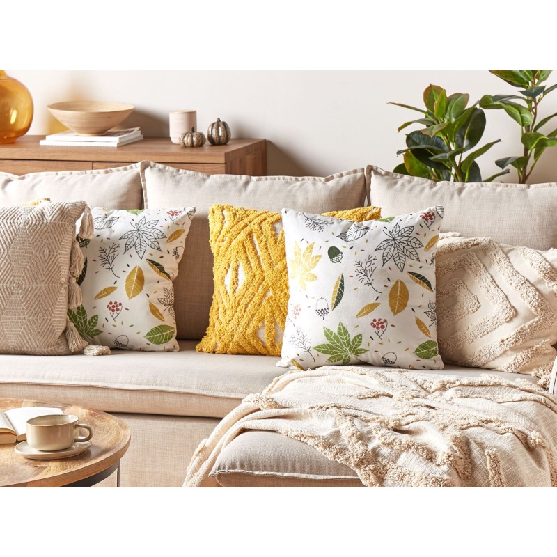 Zestaw 2 poduszek dekoracyjnych MULLEIN Welur 45 x 45 cm Kolorowy Wzór roślinny