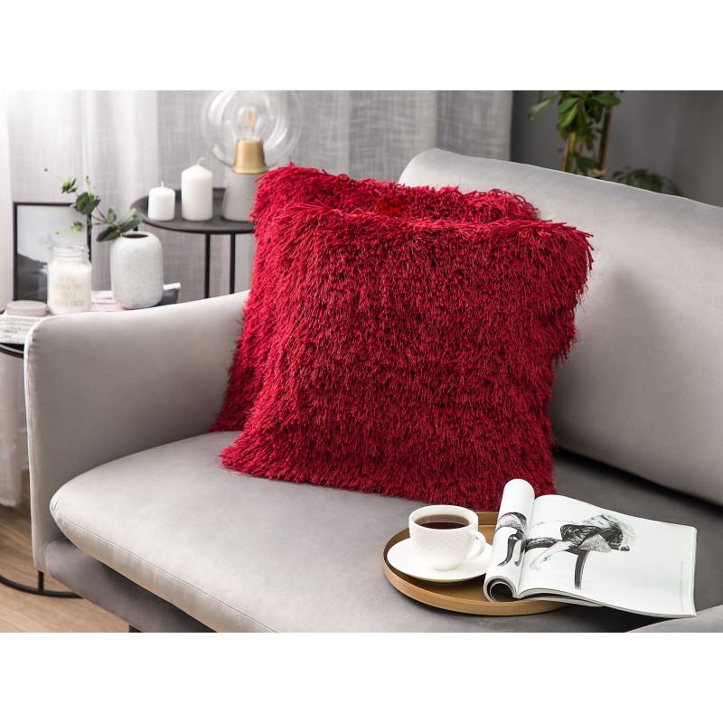 Zestaw 2 poduszek dekoracyjnych CIDE 45 x 45 cm Bordowy Jednolity