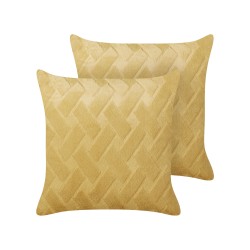 Zestaw 2 poduszek dekoracyjnych SITAPUR Sztuczne futro 45 x 45 cm Musztardowy Jednolity