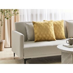 Zestaw 2 poduszek dekoracyjnych SITAPUR Sztuczne futro 45 x 45 cm Musztardowy Jednolity