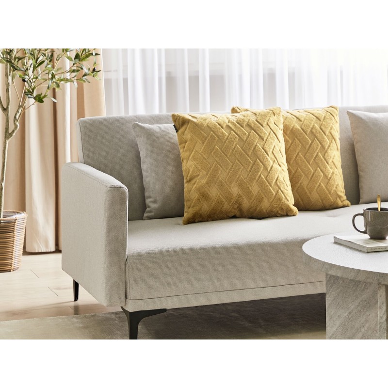 Zestaw 2 poduszek dekoracyjnych SITAPUR Sztuczne futro 45 x 45 cm Musztardowy Jednolity