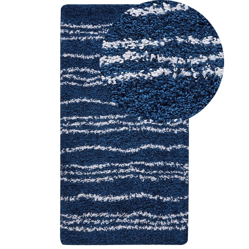 Dywan shaggy 80 x 150 cm niebieski z białym TASHIR