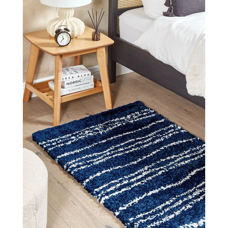 Dywan shaggy 80 x 150 cm niebieski z białym TASHIR