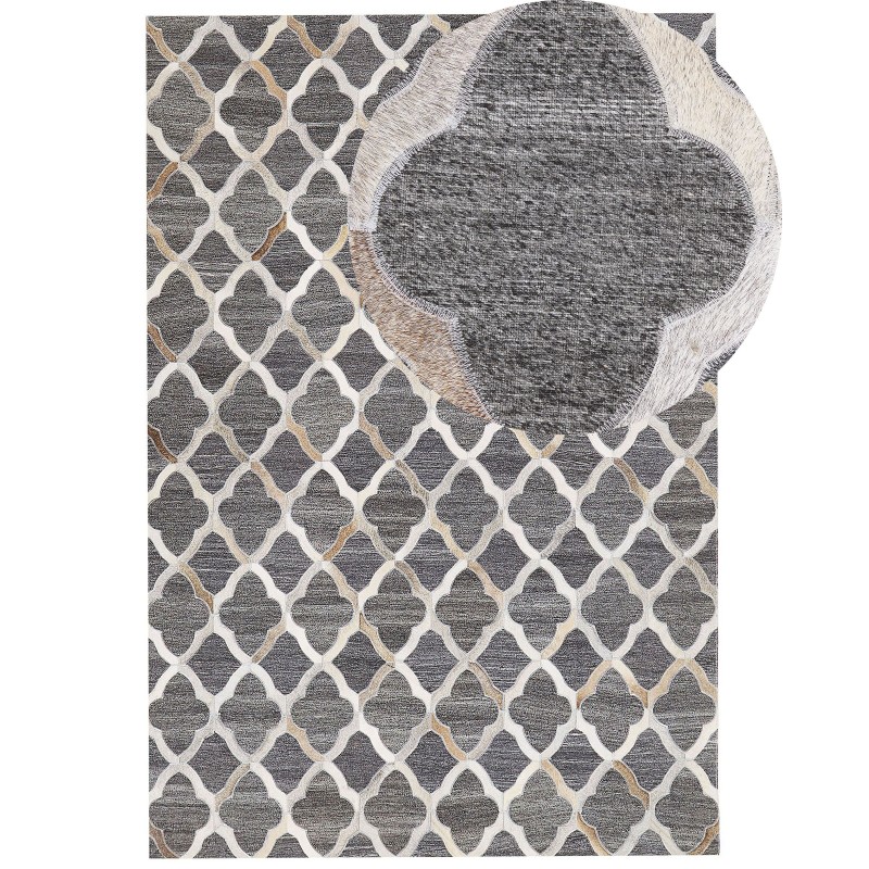 Dywan skórzany 160 x 230 cm szaro-beżowy ROLUNAY