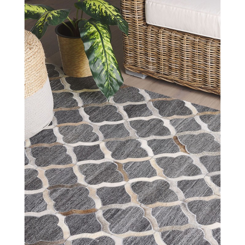 Dywan skórzany 160 x 230 cm szaro-beżowy ROLUNAY