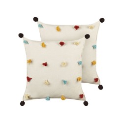 2 bawełniane poduszki dekoracyjne 45 x 45 cm jasnobeżowe FUSSEL