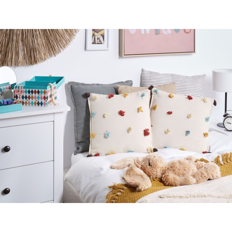 2 bawełniane poduszki dekoracyjne 45 x 45 cm jasnobeżowe FUSSEL