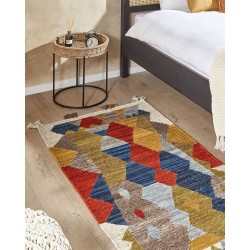 Dywan wełniany kilim 80 x 150 cm wielokolorowy ARZAKAN