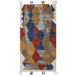 Dywan wełniany kilim 80 x 150 cm wielokolorowy ARZAKAN