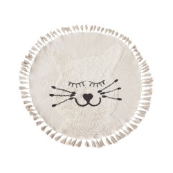 Dywan dziecięcy okrągły bawełniany motyw kota ø 120 cm beżowy ETSERI