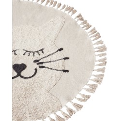 Dywan dziecięcy okrągły bawełniany motyw kota ø 120 cm beżowy ETSERI
