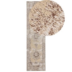 Dywan bawełniany 80 x 300 cm beżowo-brązowy ALMUS