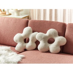 Zestaw 2 poduszek dekoracyjnych CAMPONULA Boucle 40 x 40 cm Złamana biel Jednolity