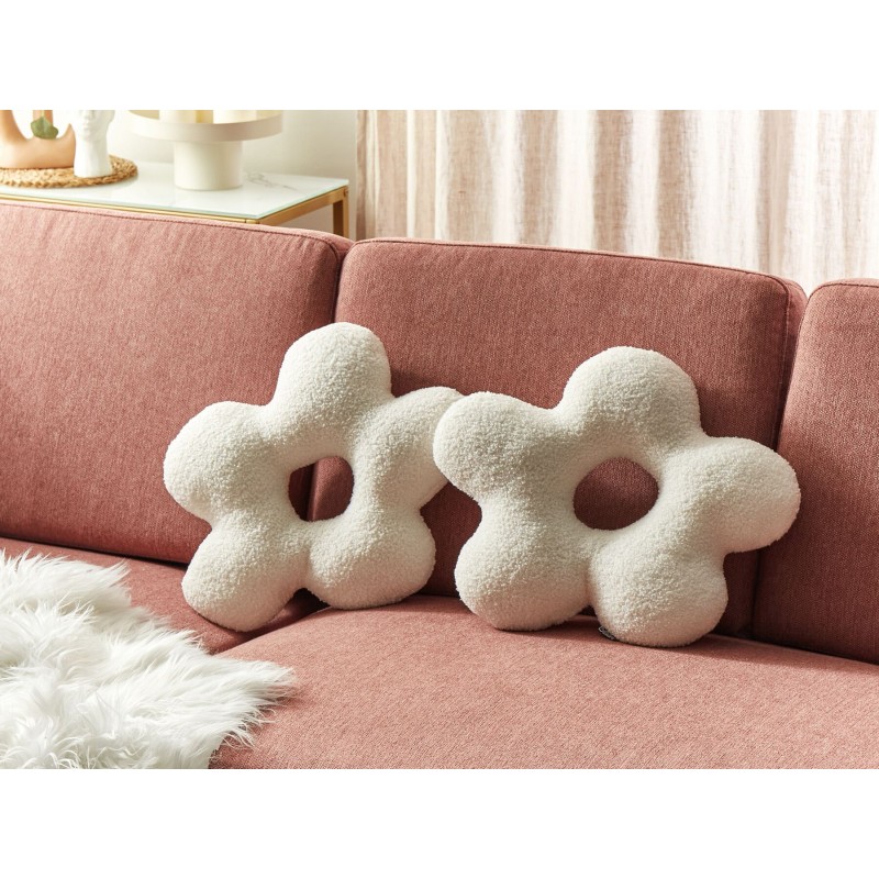 Zestaw 2 poduszek dekoracyjnych CAMPONULA Boucle 40 x 40 cm Złamana biel Jednolity