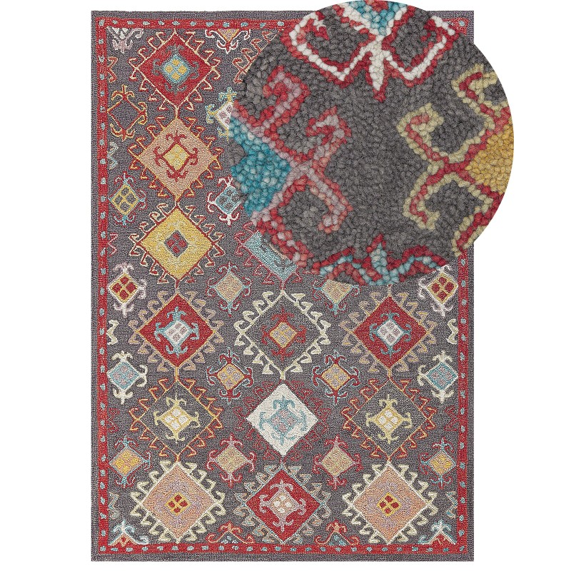 Dywan wełniany 160 x 230 cm wielokolorowy FINIKE