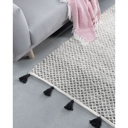 Dywan bawełniano-wełniany 140 x 200 cm czarno-biały GEMLIK