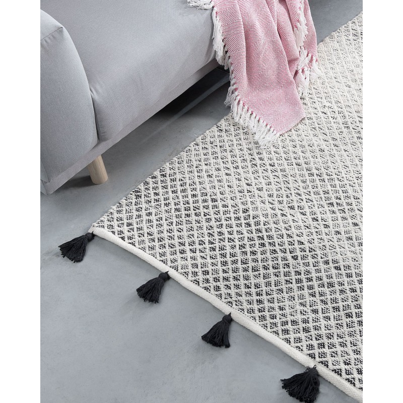 Dywan bawełniano-wełniany 140 x 200 cm czarno-biały GEMLIK