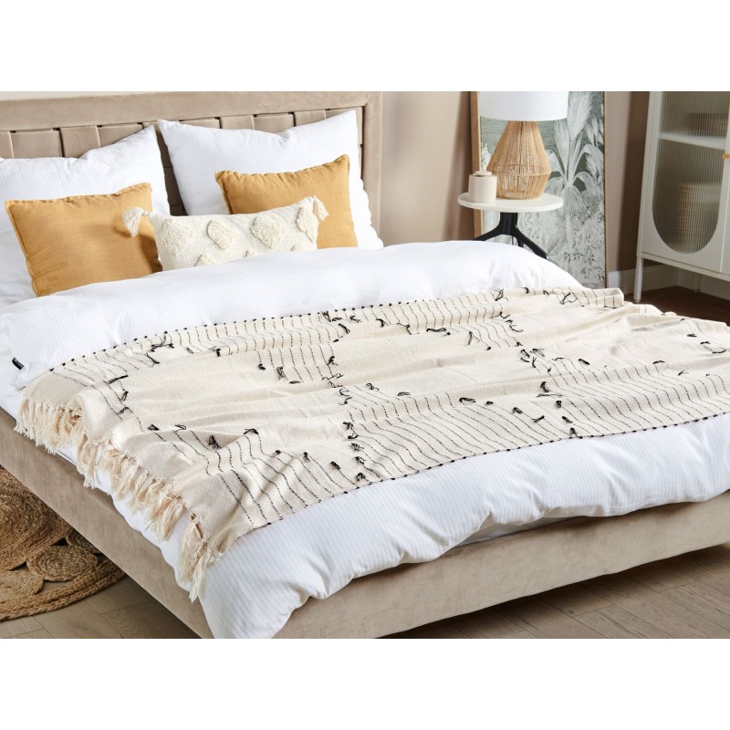 Koc ULUYOL Bawełna 130 x 170 cm Beżowy