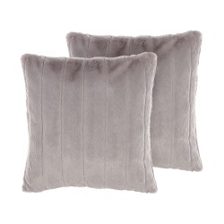 Zestaw 2 poduszek dekoracyjnych PUMILA Sztuczne futro 45 x 45 cm Jasnoszary W paski
