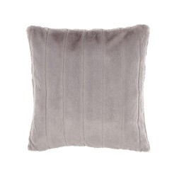 Zestaw 2 poduszek dekoracyjnych PUMILA Sztuczne futro 45 x 45 cm Jasnoszary W paski