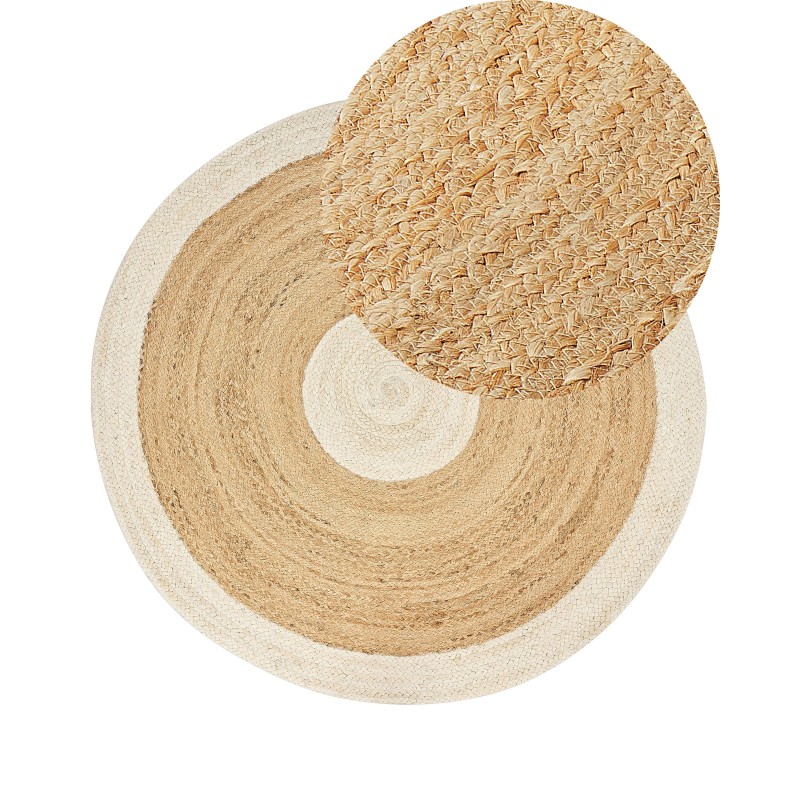 Dywan okrągły z juty ø 140 cm beżowo-biały YAYALAR