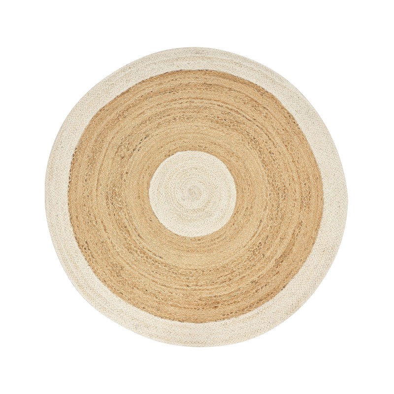 Dywan okrągły z juty ø 140 cm beżowo-biały YAYALAR