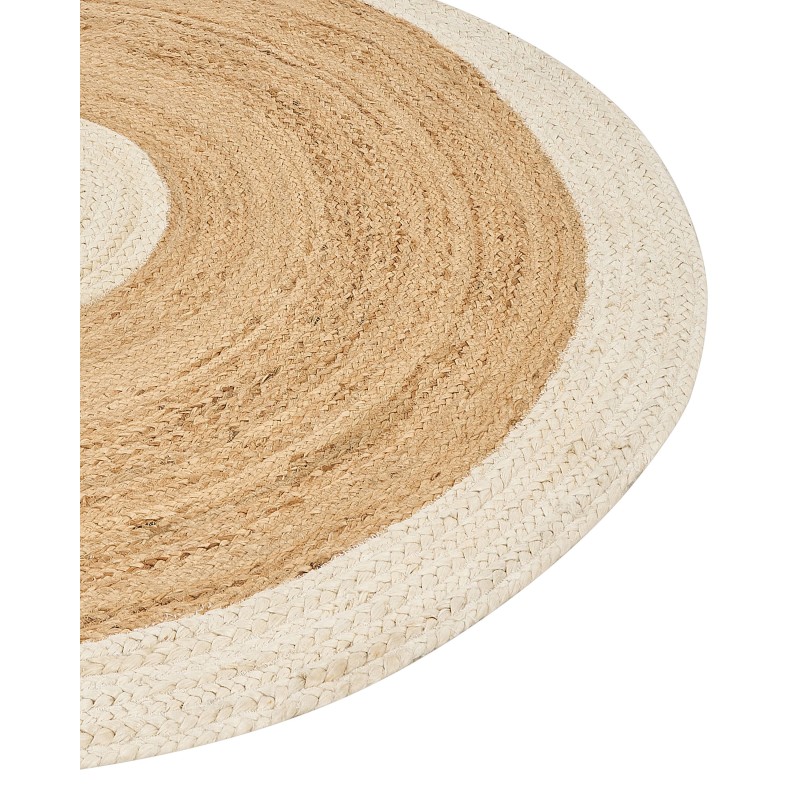 Dywan okrągły z juty ø 140 cm beżowo-biały YAYALAR