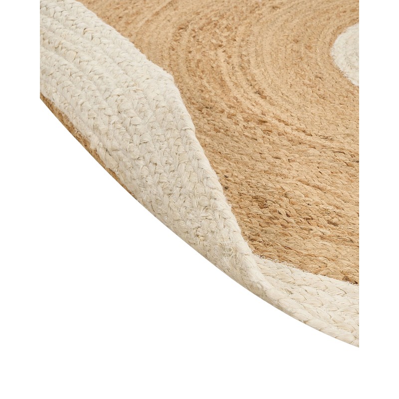 Dywan okrągły z juty ø 140 cm beżowo-biały YAYALAR