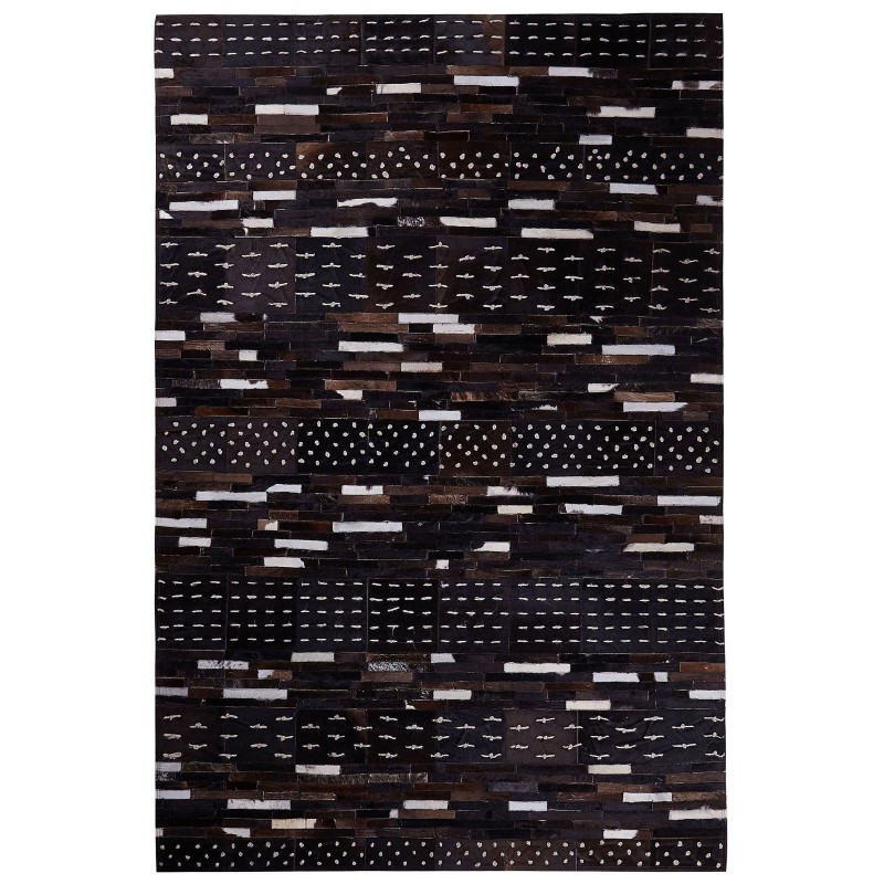 Dywan patchwork skórzany 140 x 200 cm brązowy AKSEKI