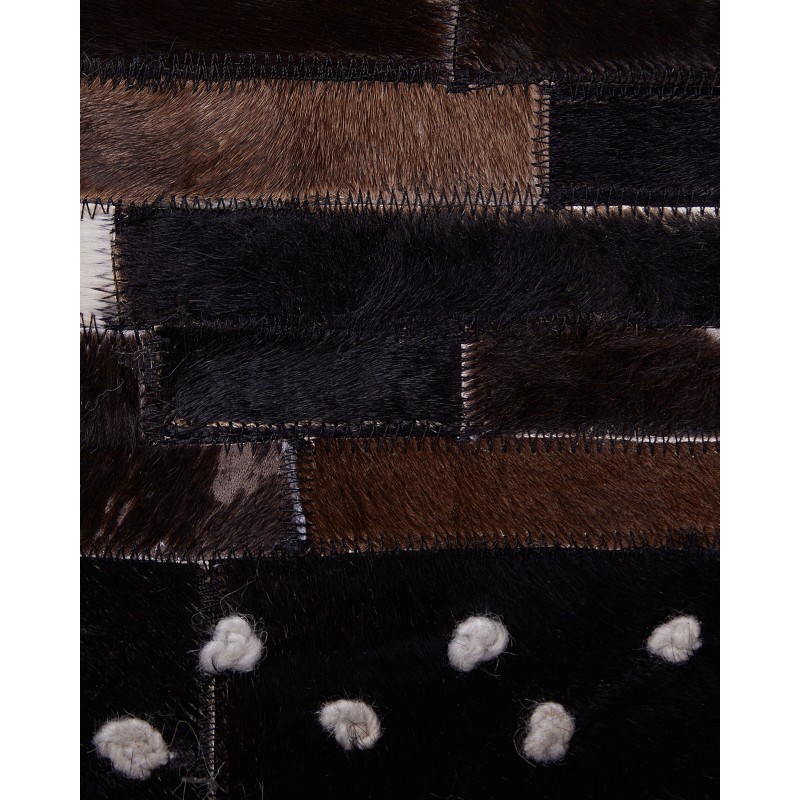 Dywan patchwork skórzany 140 x 200 cm brązowy AKSEKI