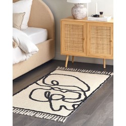 Dywan bawełniany 80 x 150 cm beżowo-czarny KONUR