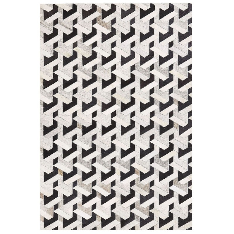 Dywan patchwork skórzany 140 x 200 cm czarno-szary NARMAN