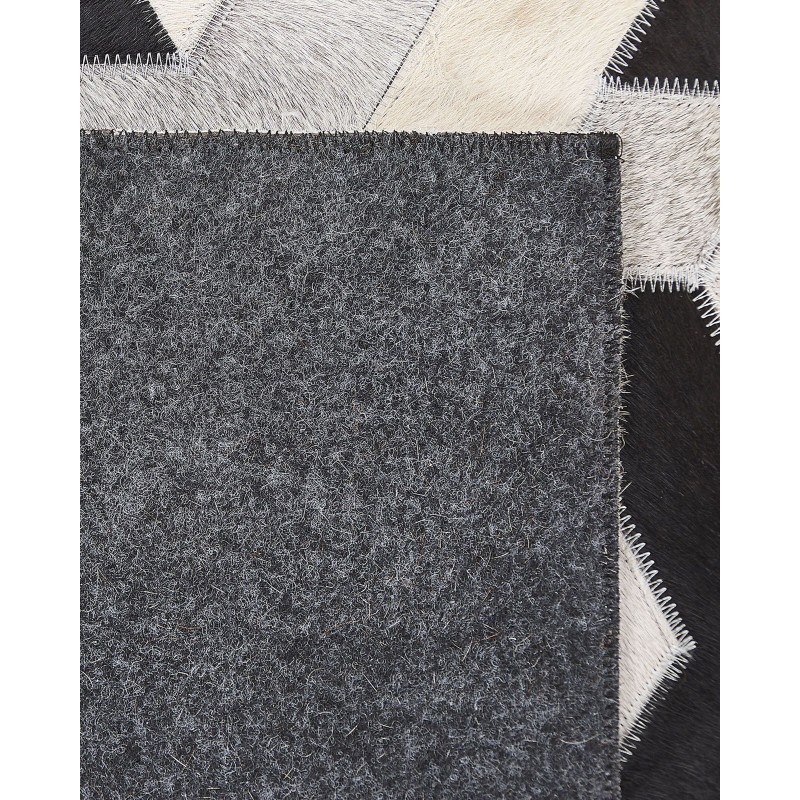 Dywan patchwork skórzany 140 x 200 cm czarno-szary NARMAN