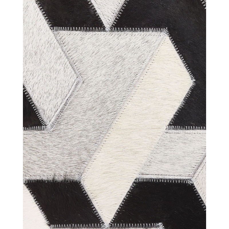 Dywan patchwork skórzany 140 x 200 cm czarno-szary NARMAN
