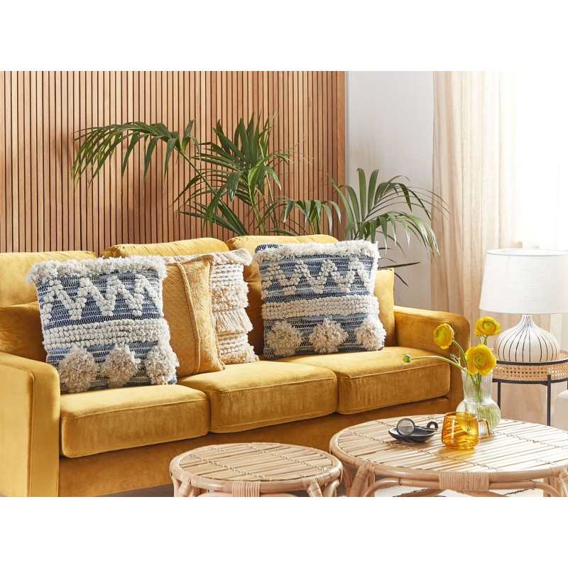 Poduszka dekoracyjna EYTELIA Bawełna 45 x 45 cm Niebieski Wzór geometryczny