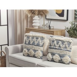 Poduszka dekoracyjna EYTELIA Bawełna 45 x 45 cm Niebieski Wzór geometryczny