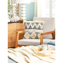 Poduszka dekoracyjna EYTELIA Bawełna 45 x 45 cm Niebieski Wzór geometryczny